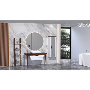 Brezza 130 Cm Masi̇f Tezgah Beyaz Lavabolu Banyo Dolabi - Raf Modül Dahi̇l