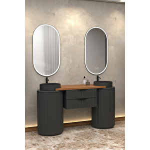 Lotus Duo 150 Cm Antrasi̇t Lavabolu Banyo Dolabi  Antrasi̇t - Raf Modül Hari̇ç