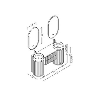 Lotus Duo 150 Cm Antrasi̇t Lavabolu Banyo Dolabi  Antrasi̇t - Raf Modül Hari̇ç