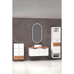 Belissimo 100 Cm Beyaz Lavabolu Banyo Dolabi  Beyaz /  Kayin - Yan Üni̇te Ve Boy Dolap Dahi̇l