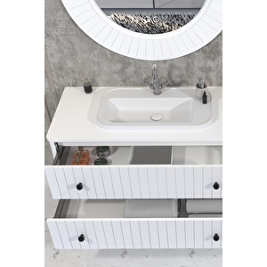 Solari̇s 120 Cm Beyaz Lavabolu Banyo Dolabi  Beyaz Ayaksiz - Boy Dolap Hari̇ç