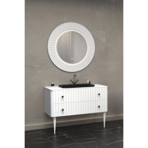 Solari̇s 120 Cm Si̇yah Lavabolu Banyo Dolabi Beyaz Ayakli - Boy Dolap Hari̇ç