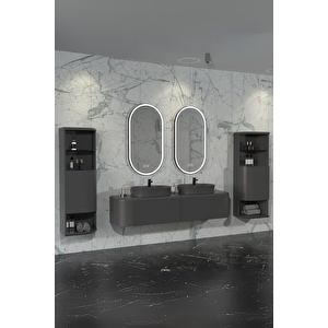 Siesta Duo 184 Cm Banyo Dolabi  Antrasi̇t - Boy Dolap Dahi̇l