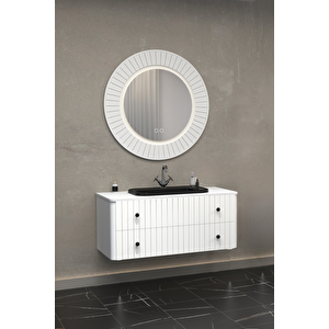 Solari̇s 120 Cm Si̇yah Lavabolu Banyo Dolabi  Beyaz Ayaksiz - Boy Dolap Hari̇ç