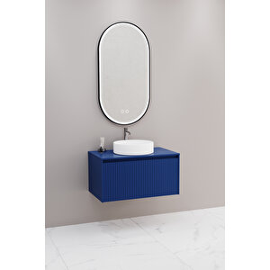 Almonde 80 Cm Beyaz Lavabolu Banyo Dolabi  Laci̇vert - Boy Dolap Hari̇ç