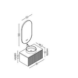 Almonde 80 Cm Beyaz Lavabolu Banyo Dolabi  Laci̇vert - Boy Dolap Hari̇ç