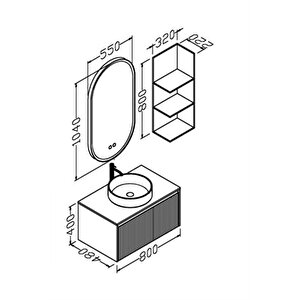 Almonde 80 Cm Beyaz Lavabolu Banyo Dolabi  Laci̇vert - Boy Dolap Hari̇ç