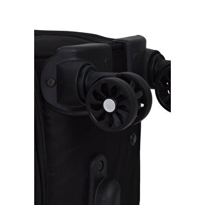 Ççs Çok Gözlü Ultra Light Hafif Lüx Kumaş 2'li Valiz Seti Orta Boy - Kabin Boy Siyah 630