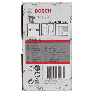 Bosch Gnh 18v-64 M Uyumlu Başsız Çivi 63mm 2000 Adet 2608200533