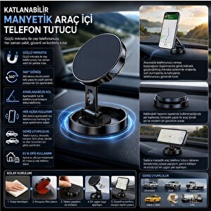 Schitec Katlanabilir Manyetik Araç İçi Telefon Tutucu Gümüş H500