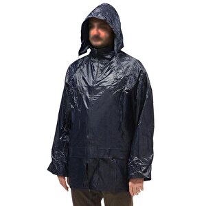 Görevli İş Motorcu Yağmurluk Yağmurluğu Kapşonlu Ceket Lacivert L Beden
