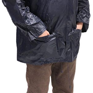 Görevli İş Motorcu Yağmurluk Yağmurluğu Kapşonlu Ceket Lacivert L Beden