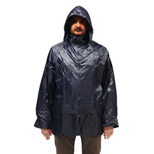 Görevli İş Motorcu Yağmurluk Yağmurluğu Kapşonlu Ceket Lacivert Xxl Beden