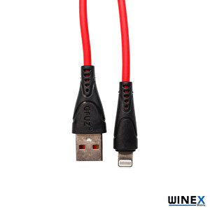 Winex Ca30 Usb To Lightning Hızlı Data Ve Şarj Kablosu 2.4a Kırmızı