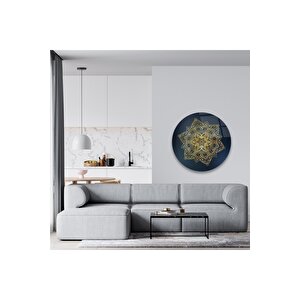Mandala Yuvarlak Cam Tablo 50x50 cm