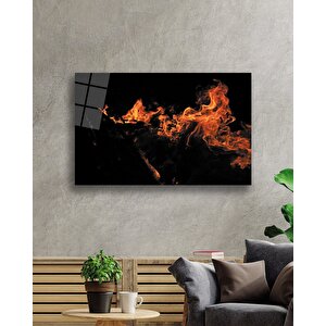 Siyah Kızıl Alev Cam Tablo 50x70 cm