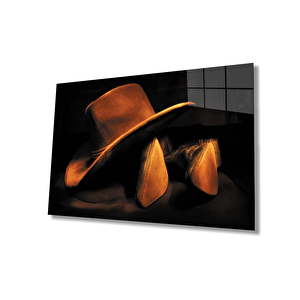 Kovboy Şapkası Kovboyayakkabısı Cam Tablo 50x70 cm