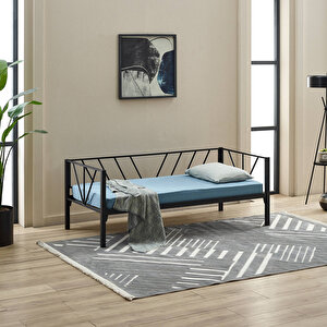 Alchera Daybed Tek Kişilik Metal Karyola - Siyah 90x190 cm