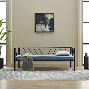 Alchera Daybed Tek Kişilik Metal Karyola - Siyah 90x200 cm