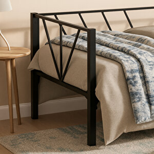 Alchera Daybed Tek Kişilik Metal Karyola - Siyah