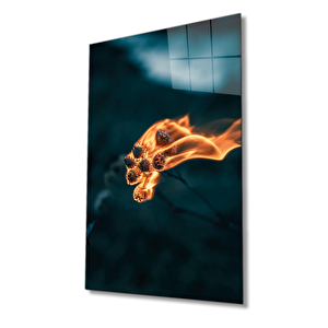Alevli Bitkiler Cam Tablo 50x70 cm
