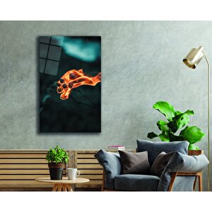 Alevli Bitkiler Cam Tablo 50x70 cm