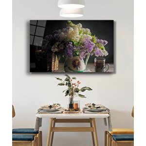 Mor Beyaz Sümbüller Natürmort Purple 50x70 cm