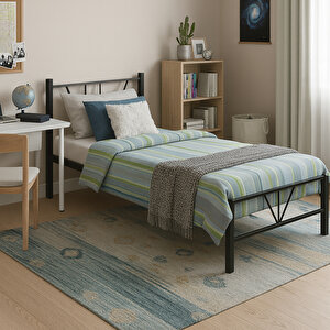 Alchera Tek Kişilik Metal Karyola - Siyah 100x200 cm