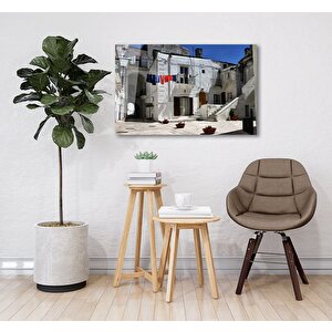 Beyaz Ev Cam Tablo 36x23 cm