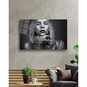 Siyah Beyaz İnsan Fotoğraflarıkadın Cam Tablo 50x70 cm