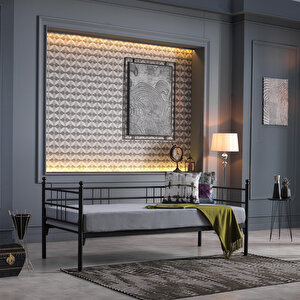 Soho Daybed Tek Kişilik Metal Karyola - Siyah 90x190 cm