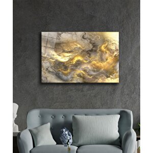 Altın Soyut İllüstrasyon Cam Tablo 50x70 cm