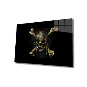 Kurukafa İllüstrasyon Cam Tablo Illustrationskull Art 36x23 cm