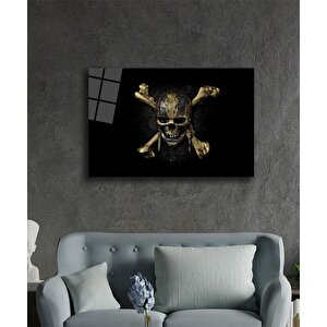 Kurukafa İllüstrasyon Cam Tablo Illustrationskull Art 36x23 cm