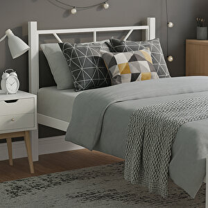 Alchera Tek Kişilik Metal Karyola - Beyaz 100x200 cm