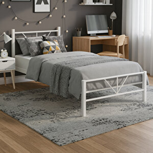 Alchera Tek Kişilik Metal Karyola - Beyaz