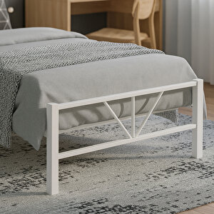 Alchera Tek Kişilik Metal Karyola - Beyaz