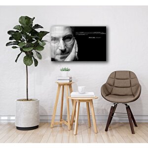Siyah Beyaz İnsan Fotoğrafları Steve Jobs Cam Tablo 110x70 cm