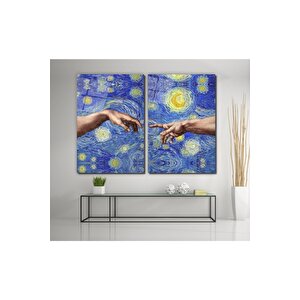 Yıldızlı Gece Double Cam Tablo 50x70 cm
