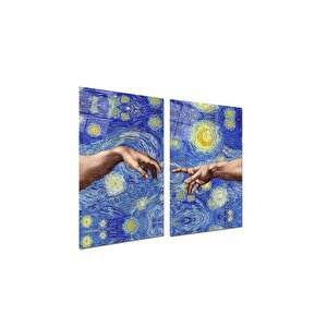 Yıldızlı Gece Double Cam Tablo 50x70 cm