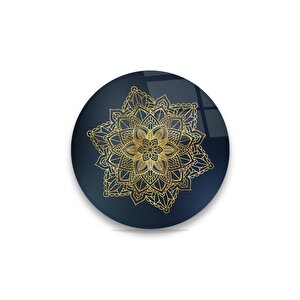 Mandala Yuvarlak Cam Tablo 30x30 cm