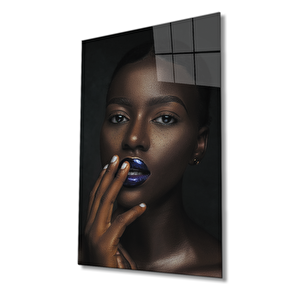 Siyah Beyaz İnsan Portresi Cam Tablo 50x70 cm