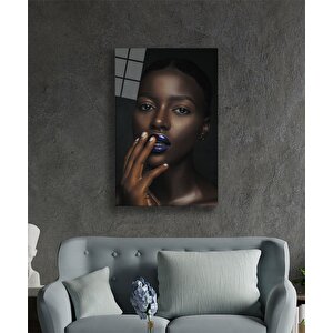 Siyah Beyaz İnsan Portresi Cam Tablo 50x70 cm