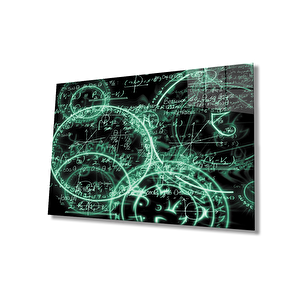 Neon Yeşil Matematik Cam Tablo Neon Green Math 90x60 cm