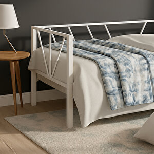 Alchera Daybed Tek Kişilik Metal Karyola - Beyaz 90x190 cm