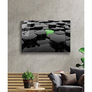 Siyah Yeşil Tuşlar Cam Tablo Black Green Keys 50x70 cm
