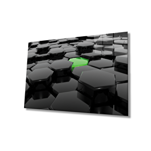 Siyah Yeşil Tuşlar Cam Tablo Black Green Keys 36x23 cm