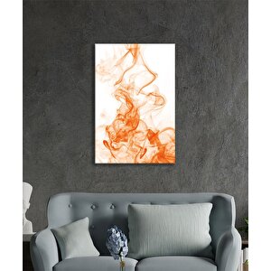 Beyaz Üstüne Turuncu Duman Cam Tablo Ev Ve Ofis Duvar Dekoru 90x60 cm