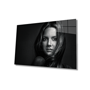 Siyah Beyaz İnsan Fotoğrafları Cam Tablo 110x70 cm