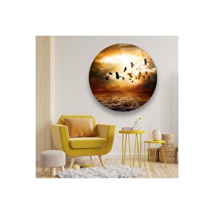 Gökyüzünde Kuşlar Yuvarlak Cam Tablo 50x50 cm